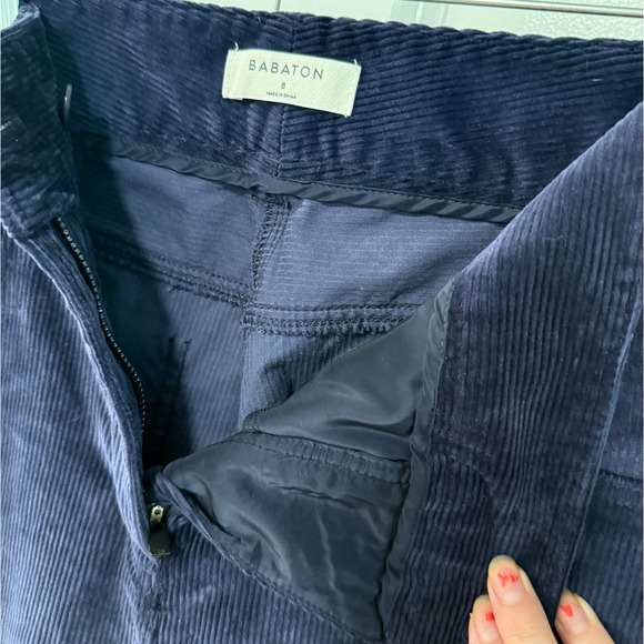 NWT! Babaton Aritzia 8 Joey Corduroy Pants Navy Blue High Rise Flare Leg Ribbed - Picture 4 of 6